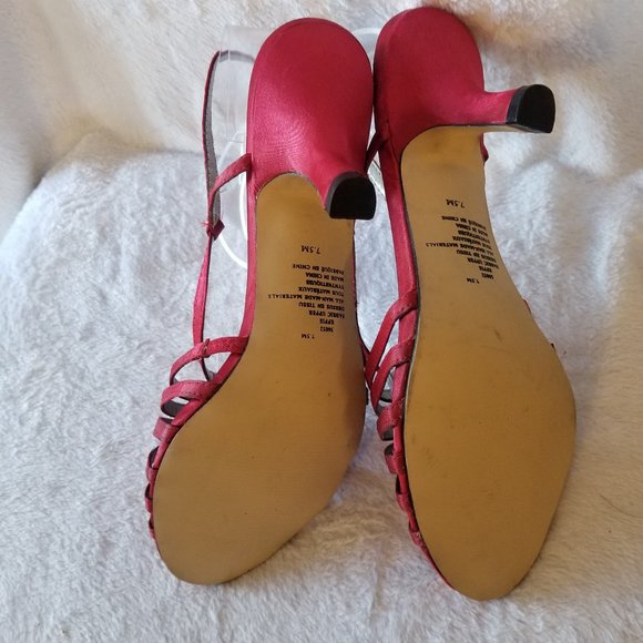 Tradition "Effie" Embellished Red Satin Slingback Sandals  Size 7.5 M - Picture 7 of 9